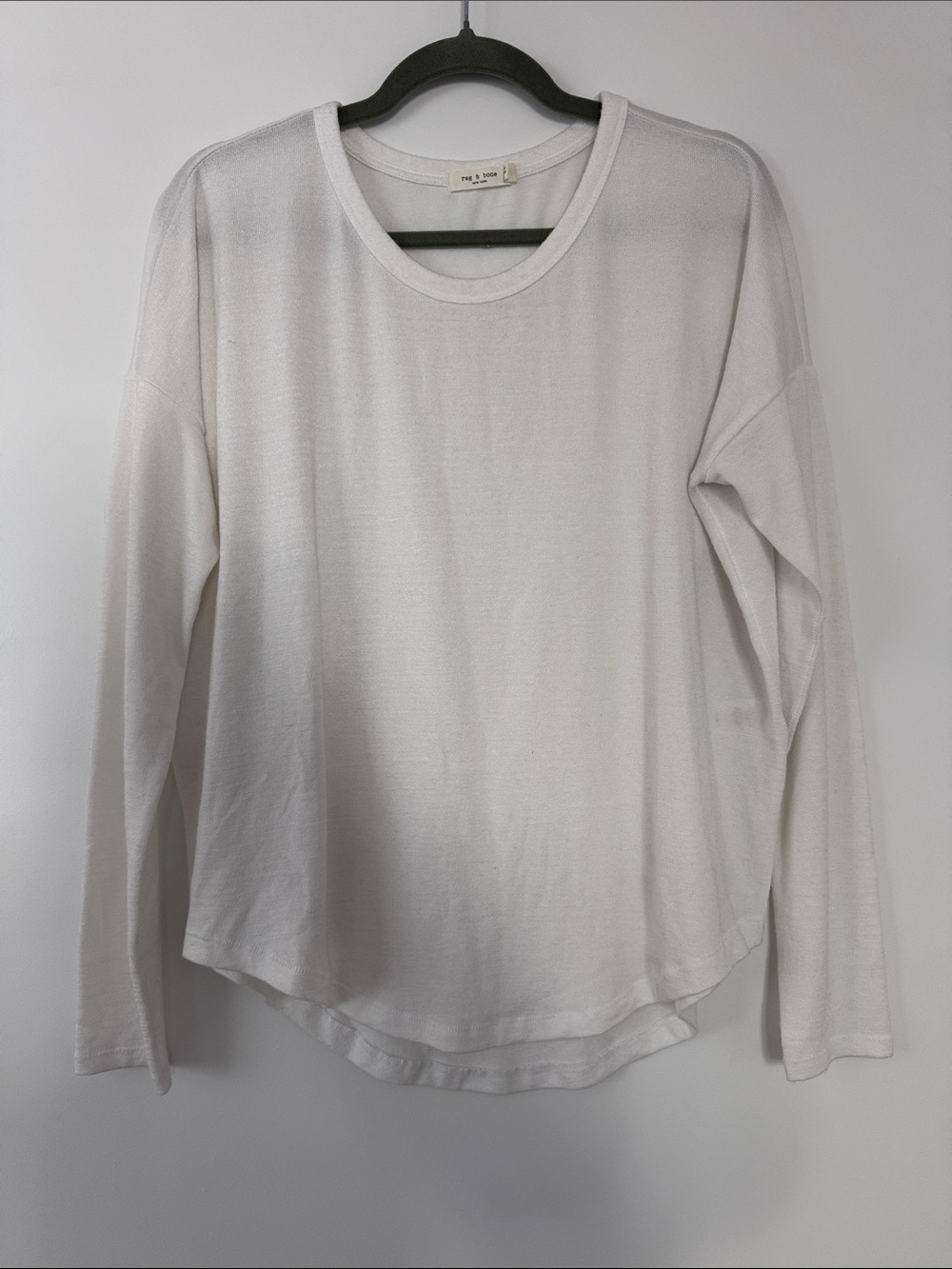 rag & bone White Long-Sleeve Crewneck Top